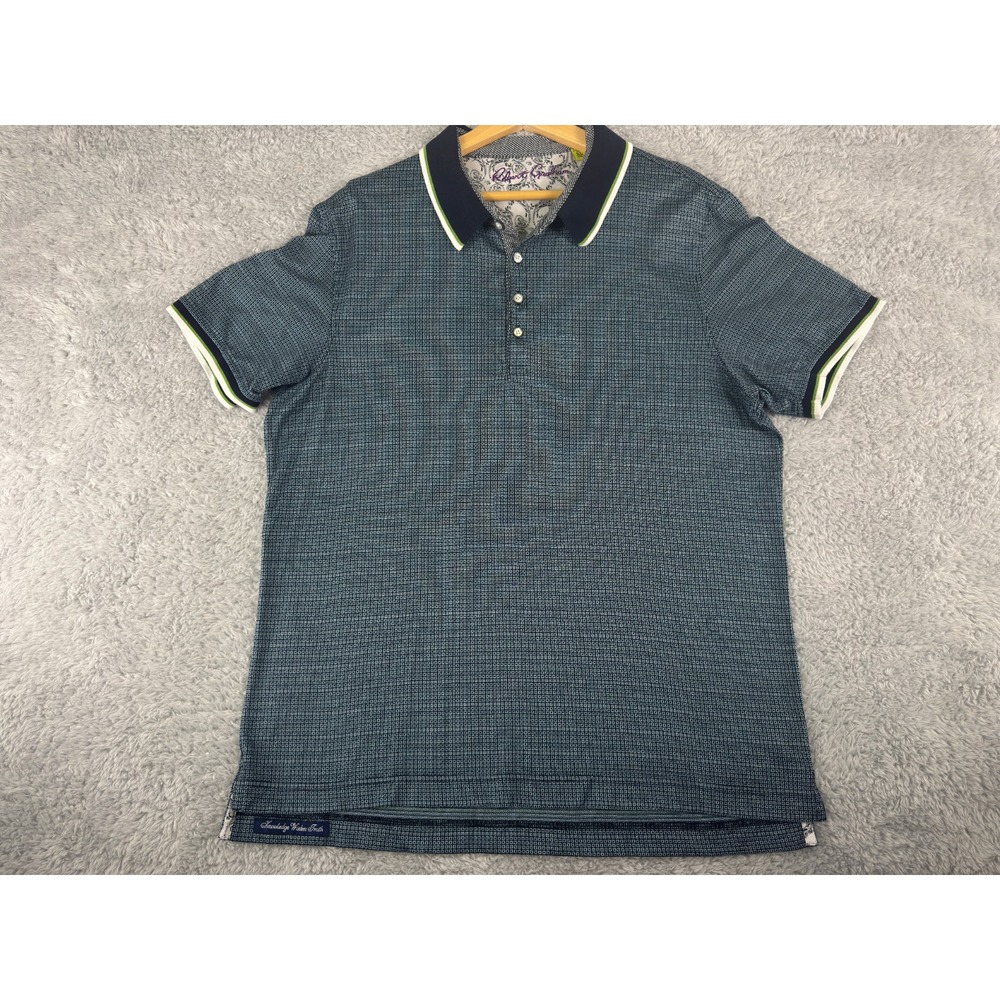 Robert Graham Men's polo shirt Gray Geometric Pattern Size XL